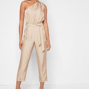 Draped One Shoulder Belted Jumpsuit